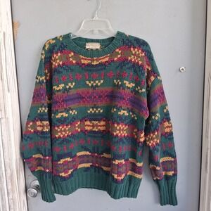 Vintage 80s 90s Coogi Style Twickers 3D Colorful Pattern Sweater EUC